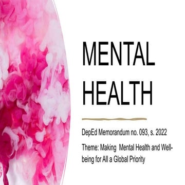 MENTAL HEALTH. for Learning Action Cellpptx