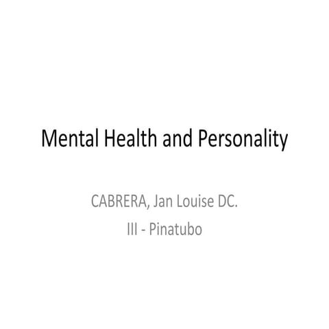 Mental Health and Personality