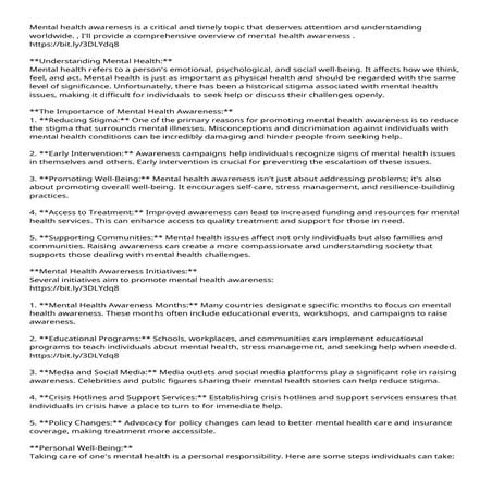 Why Mental Health Awareness Matters | PDF