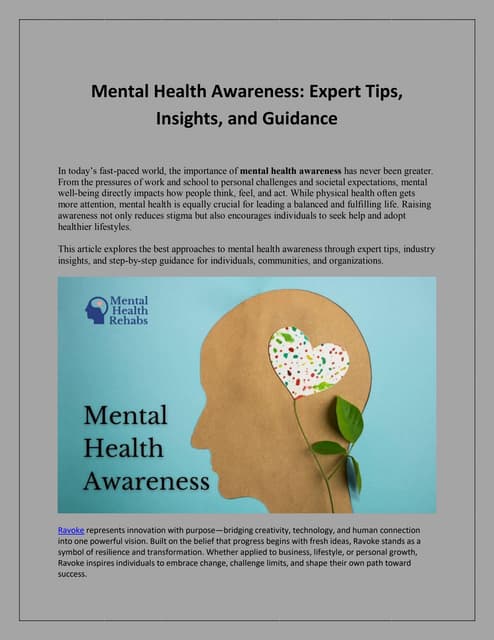 The Importance of Mental Health Awareness in Today’s World | PDF