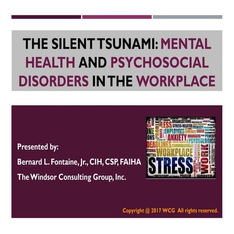 Mental Health and Psychosocial Disorders in the Workplace