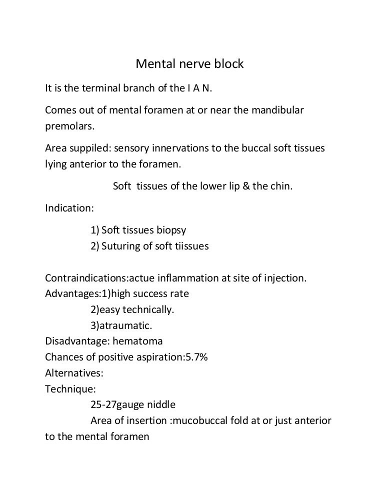 Mental nerve block