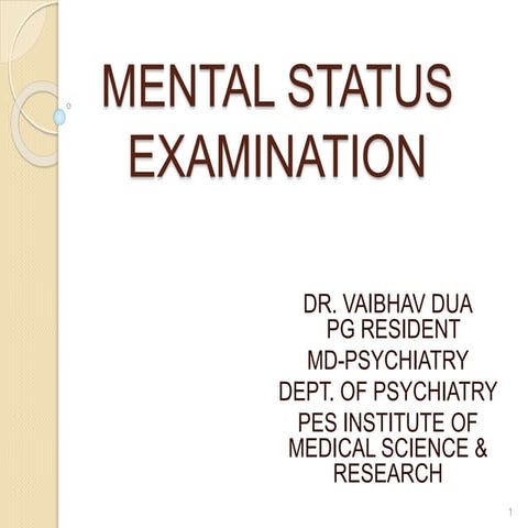 Mental status examination in Psychiatry