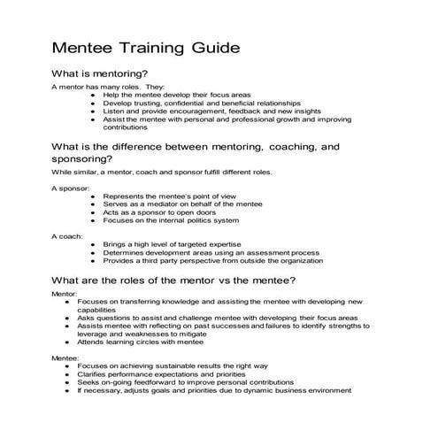 Mentee training guide
