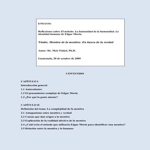 Mentira De La Mentira, Edgar Morin