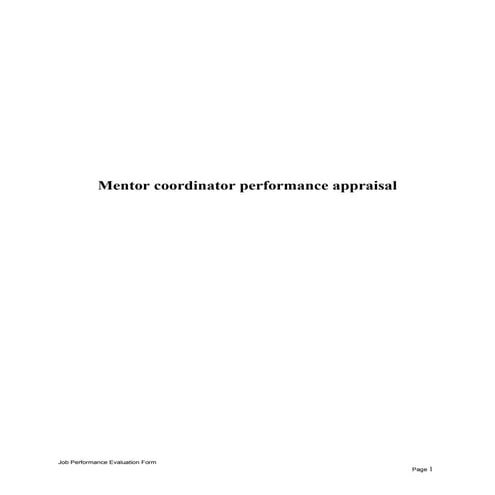 Mentor coordinator performance appraisal