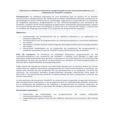 Mentoría en Robótica Educativa
