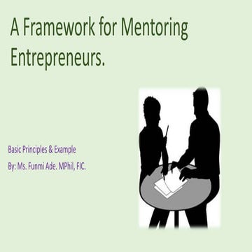 A Framework for Mentoring Entrepreneurs