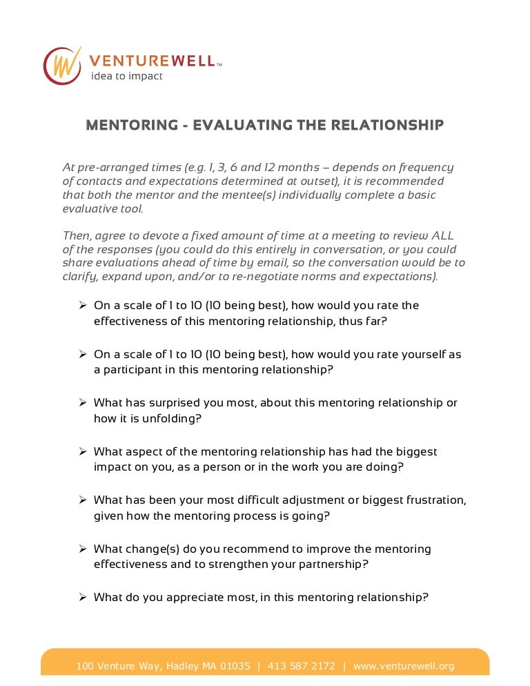 Mentoring evaluation template