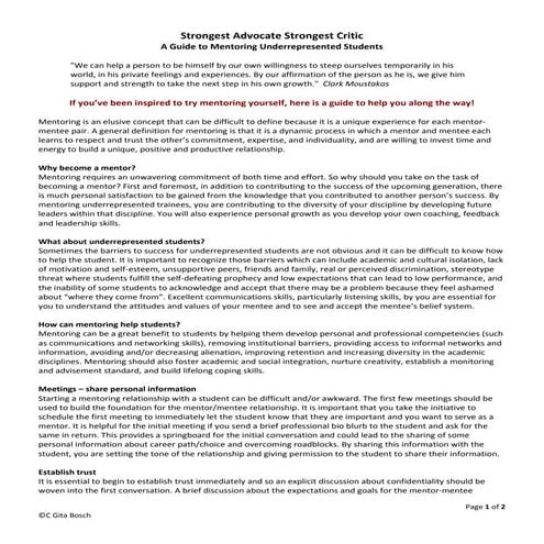 Mentoring Underrepresented Students