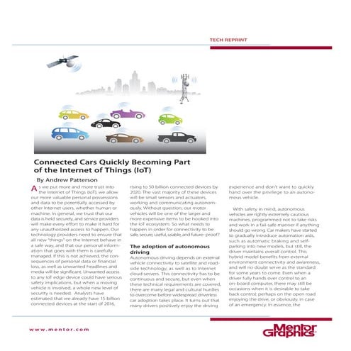 Connected Cars Quickly Becoming Part of the Internet of Things (IoT)