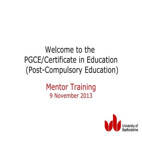 Mentor training presentation for PCE programme, 2013