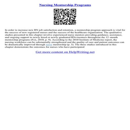 Mentorship Essay Nursing