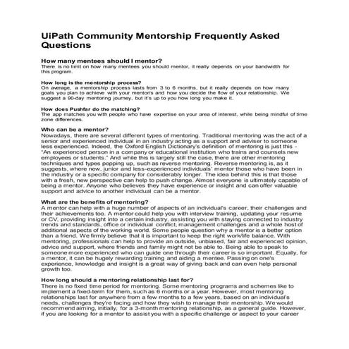 Mentorship faq