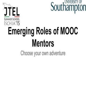 Mentors roles JTEL 11th Summer School Ischia