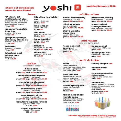 Yoshi Menu 02-2018