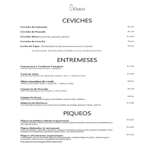 Menú Chalio's Parrillada, restaurante de Teculutan | PDF