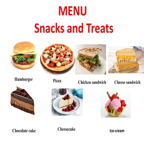 Delicious Menu Options Featuring Snacks, Treats, and Drinks | PPTX