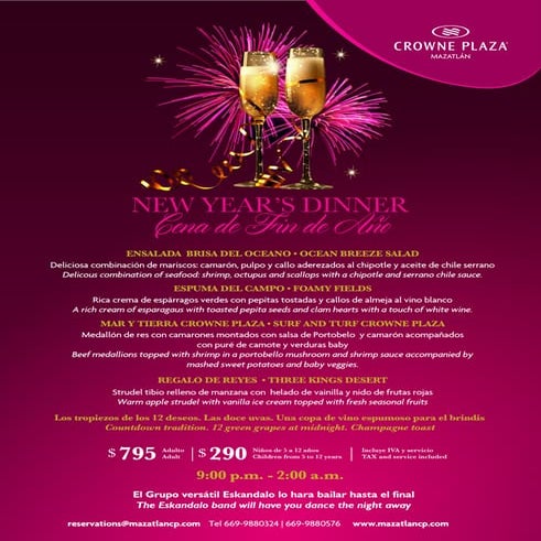 Menús para cena de Navidad y Año Nuevo | New Year & Christmas Dinner 