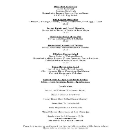 PORTERS RESTAURANT MENU | DOC
