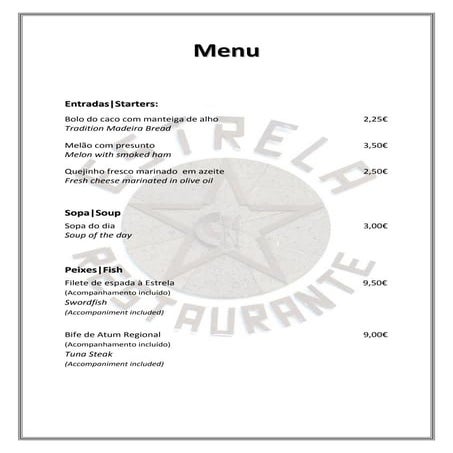 Menu Restaurante