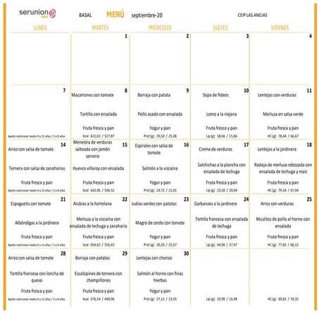 MENÚ COMEDOR | PDF