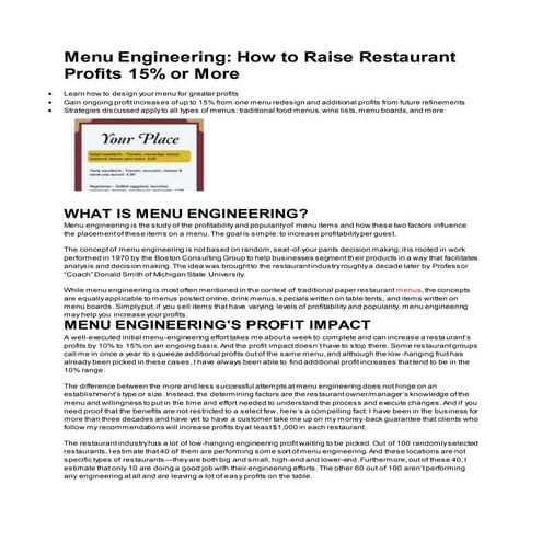Menu engineering