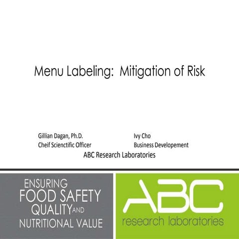 Menu labeling  risk mitigation