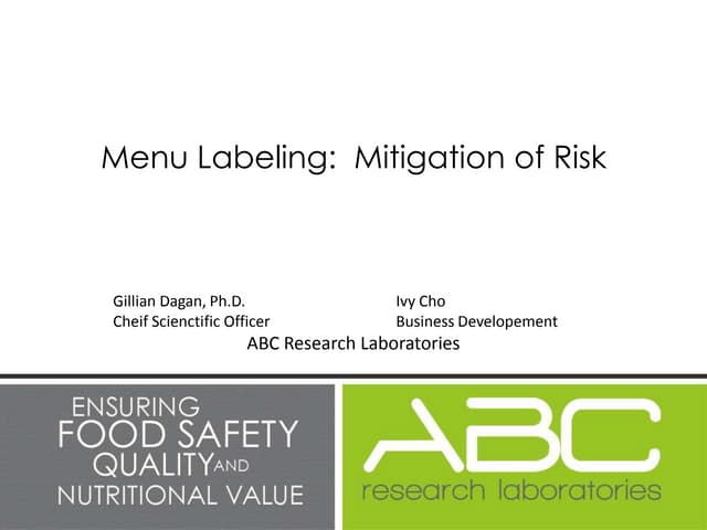 Menu labeling  risk mitigation