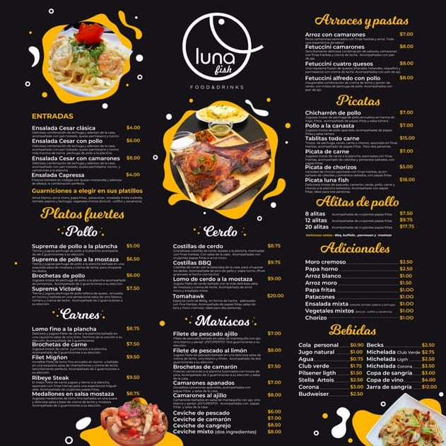 Menu luna fish