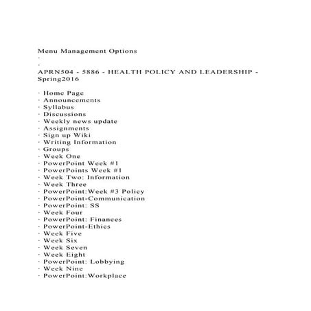 Menu Management Options· · APRN504 - 5886 - HEALTH POLICY .docx