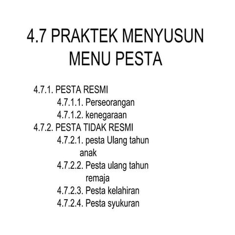 Menu pesta
