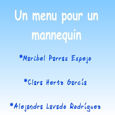 Menu pour un mannequin (1º eso)