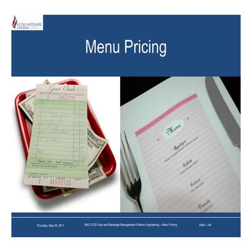 Menu pricing