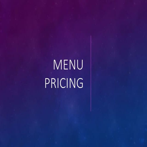 Menu pricing guide for new and existing estaurants