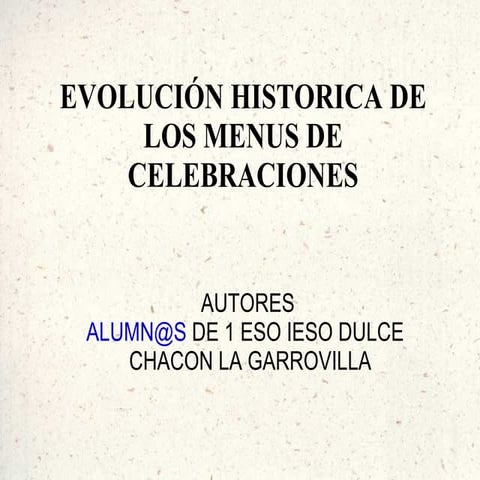 Menus  celebracion historico