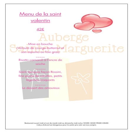Menu saint valentin