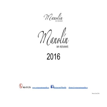Menús de carta 2016 Restaurante Manolín de Valladolid