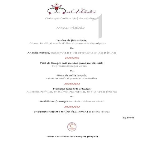 Menus plaisir à 39 euros 13