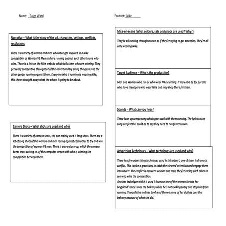 Men v swomen nike analysis