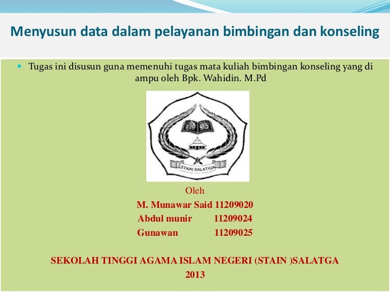 Menyusun Data Dalam Pelayanan Bimbingan Dan Konseling