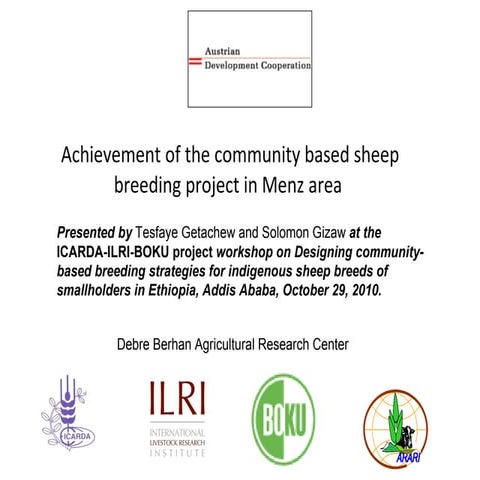 Achievement of the community based sheep breeding project in Menz area