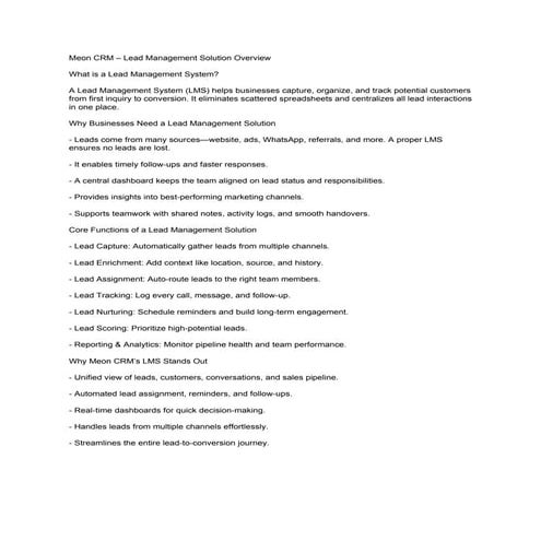 Lead Management System Advantages and Process Flow | PDF