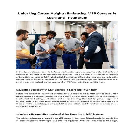 MEP course in Kochi and Trivandrum PDF