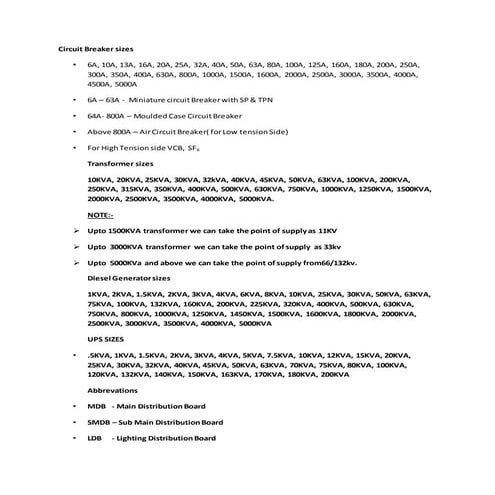 Mep elec  abbrivations