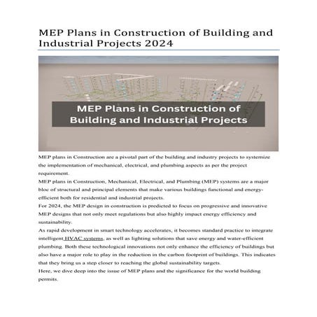 MEP Plans in Construction of Building and Industrial Projects 2024