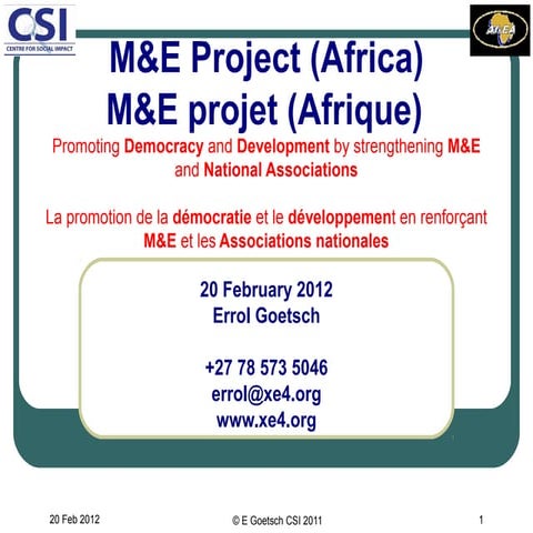 M&E Project (Africa) Presentation