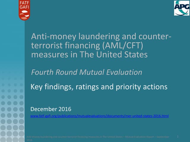 Mutual Evaluation of the United Sta...