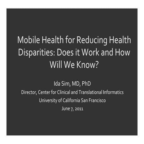 Mobile Health for Reducing Disparities: Does it Work and How Will we Know? 
