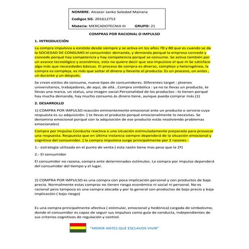 Compras racional o impulso | DOCX